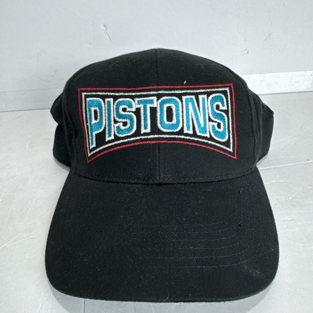 NWT Vintage NBA Detroit Pistons Horse Teal Strapback‎ Hat Annco Ball Cap Black